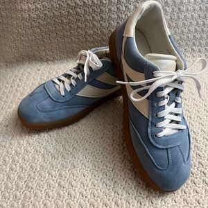 Vince Blue and White Women's Designer Sneakers Suede